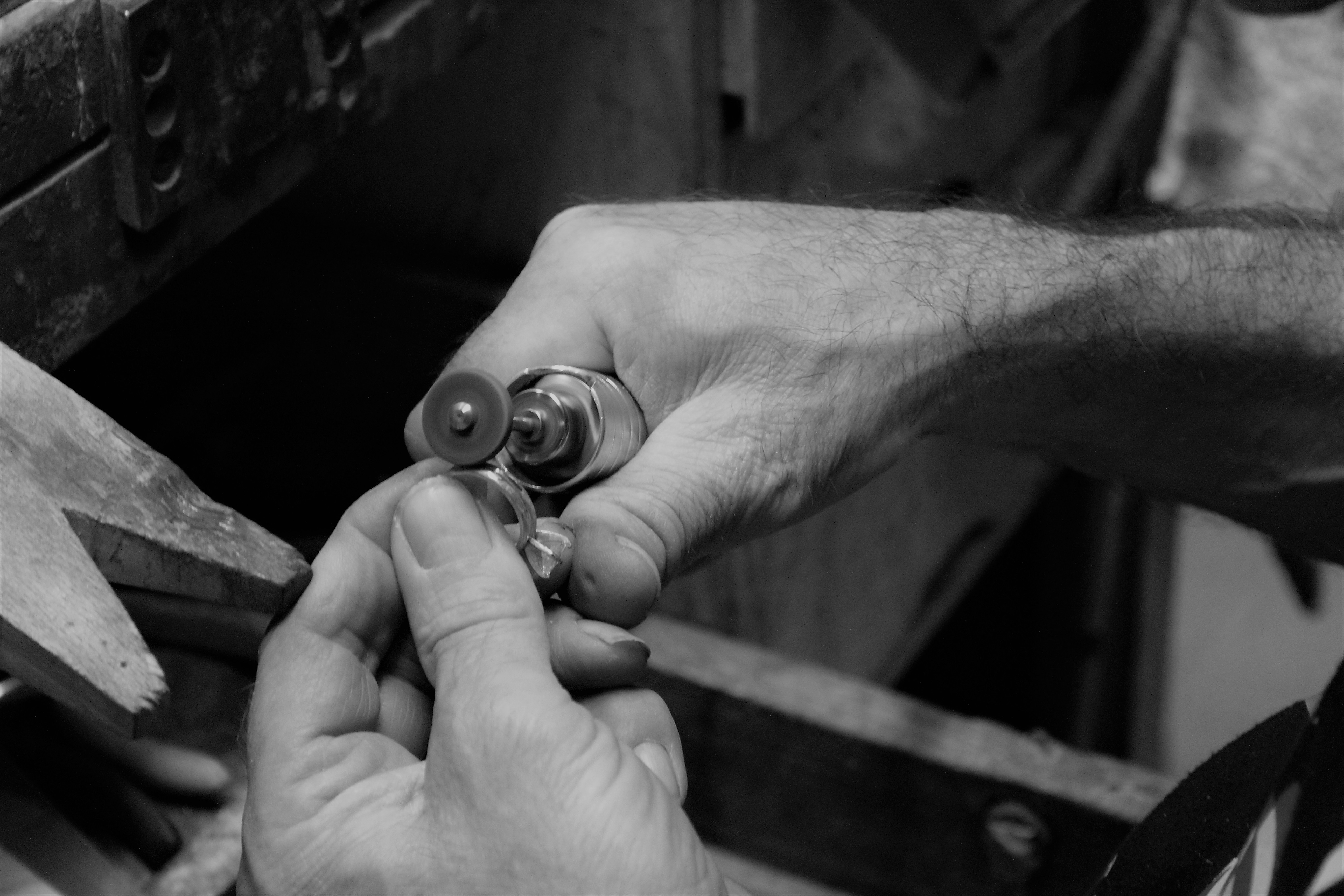 jeweler working on a ring