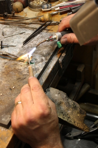 Jeweler working on repairs